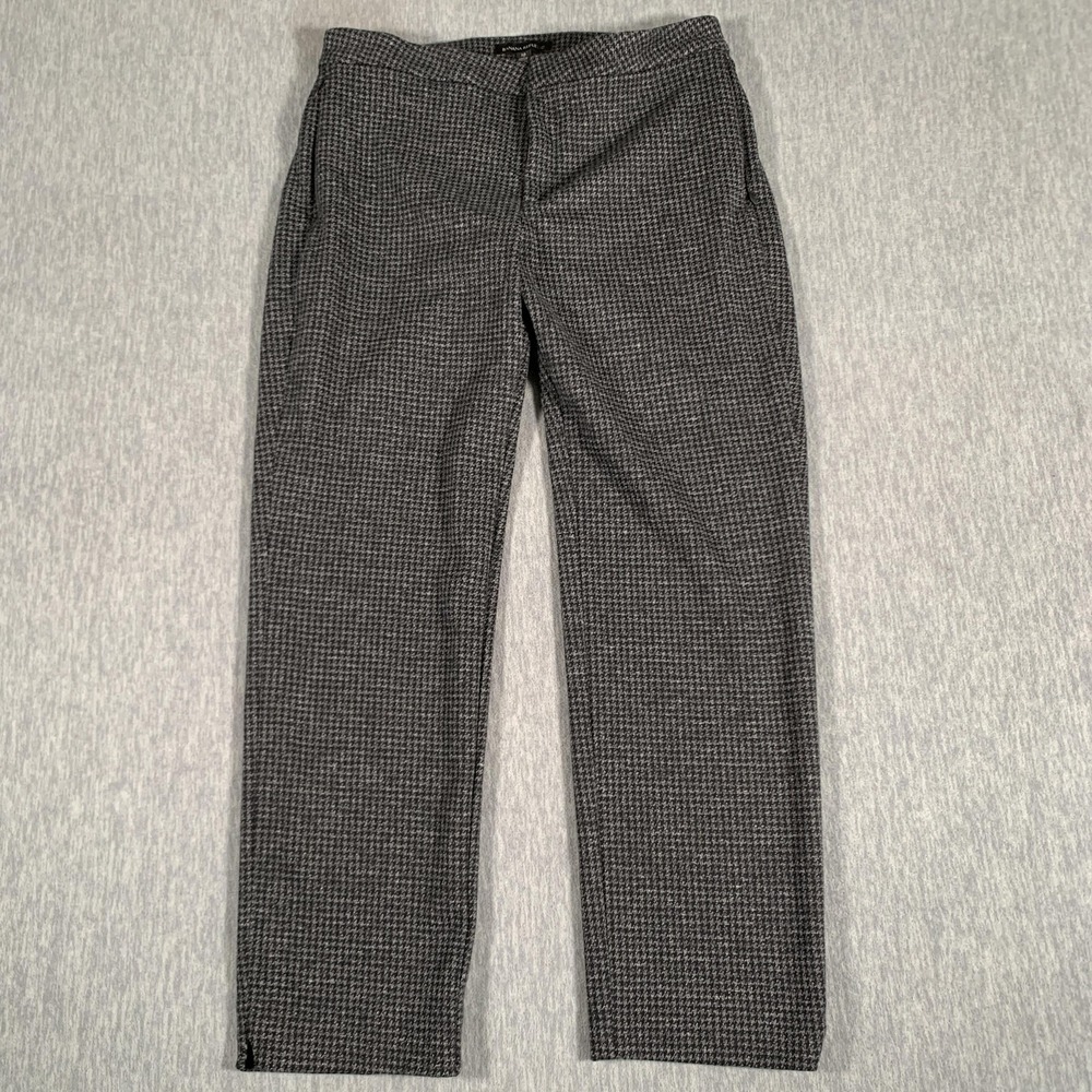 Banana Republic Pants Womens 10 Gray Check Straight Leg Lined Stretch Dressy